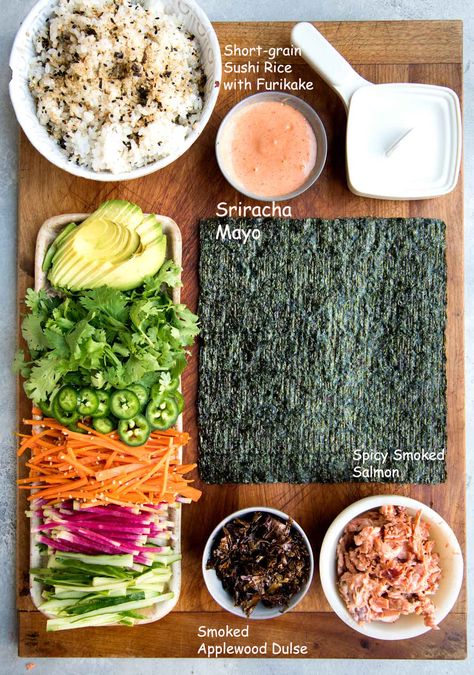 Onigirazu (Sushi Sandwich) - WILD GREENS & SARDINES Vegetarian Sushi Sandwich, Tuna Sushi Sandwich, Vegan Sushi Sandwich, Erewhon Sushi Sandwich, Sushi Seaweed Wrap, Nori Sandwich Wraps, Kimbap Sandwich, Sushi Recipes Vegetarian, Sushi Sandwich Recipes