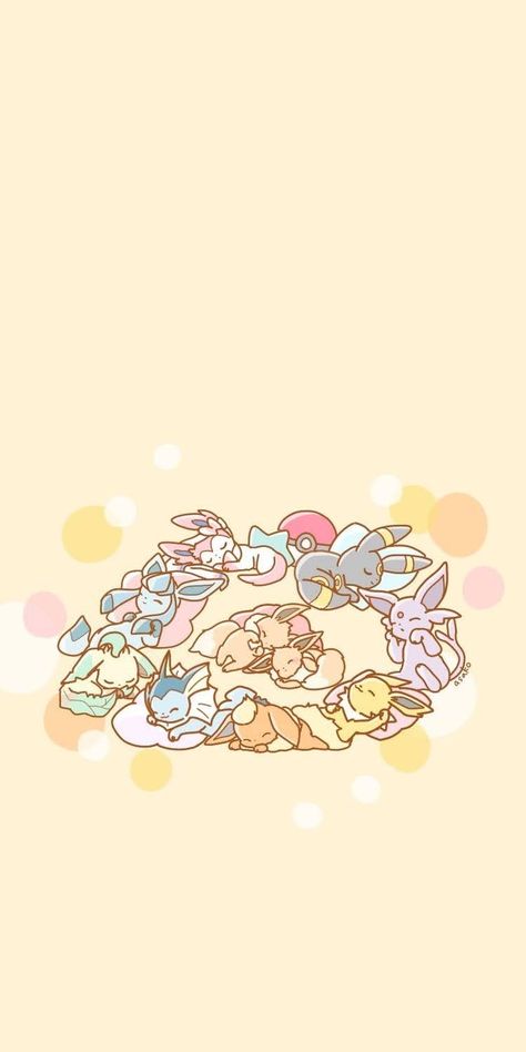 Wallpaper Pokemon, Eevee Wallpaper, Backgrounds Cute, Eevee Cute, Digimon Wallpaper, Pokemon Backgrounds, Pokemon Eeveelutions, Pokemon Wallpaper, Eevee Evolutions