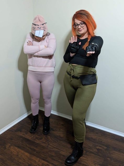 Kim Possible Costume Group, Kim Impossible Costume Halloween, Kim Possible Group Costume, Diy Kim Possible Costume, Kim Possible Couples Costume, Kim Possible Costume Couple, Couple Halloween Costumes Kim Possible, Kim Possible Characters Costume, Shego Kim Possible Costume