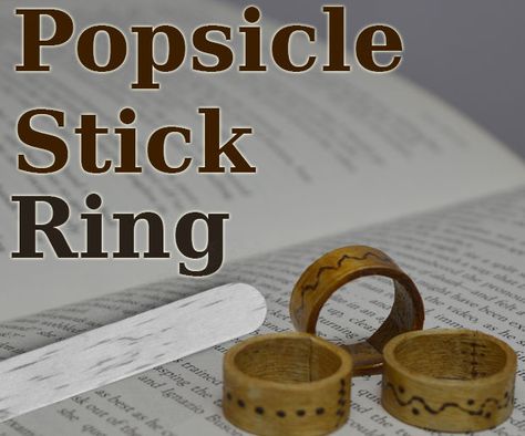 Popsicle Stick Ring Wooden Rings Diy, Popsicle Stick Bracelets, Popsicle Stick Art, Wooden Rings Engagement, Popsicle Crafts, Wood Burning Tool, Stick Art, Woodworking For Kids, Wood Burning Crafts