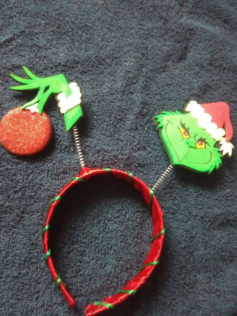 Diy Grinch Headband, Grinch Headband, Christmas Headbands Women, Christmas Headband Diy, Tree Headband, Christmas Tree Headband, Christmas Headbands, Diy Disney Ears, Diy Mickey Ears