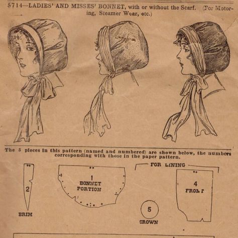 Hat Patterns To Sew Free, 1950s Dress Patterns, Historical Hats, 1900 Fashion, Bonnet Pattern, Barbie Doll Clothing Patterns, Womens Hats, Hat Patterns To Sew, Hand Embroidery Patterns Flowers