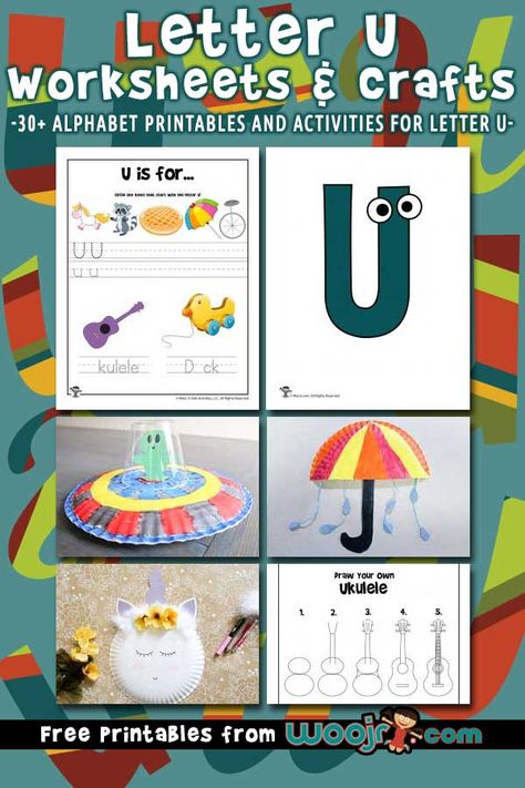 Wonderful Letter U Worksheets & Crafts for preschool and kindergarten age children. U Crafts For Preschoolers, Letter U Crafts For Preschoolers, Letter U Preschool, Letter U Craft, My Fathers World Kindergarten, Letter U Worksheets, Letter U Crafts, Project For Preschool, My Fathers World