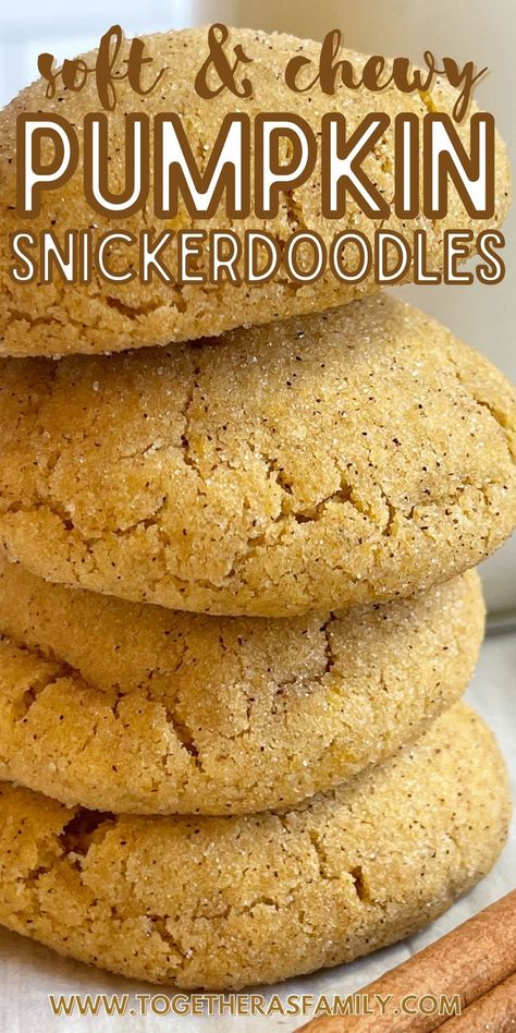 Pumpkin Snickerdoodle Cookie Recipe, Snickerdoodle Cookie Dough, Pumpkin Snickerdoodles, Snickerdoodle Cookie, Pumpkin Cookie Recipe, Frozen Pumpkin, Snickerdoodle Cookies, Snickerdoodle Cookie Recipes, Pumpkin Cookies