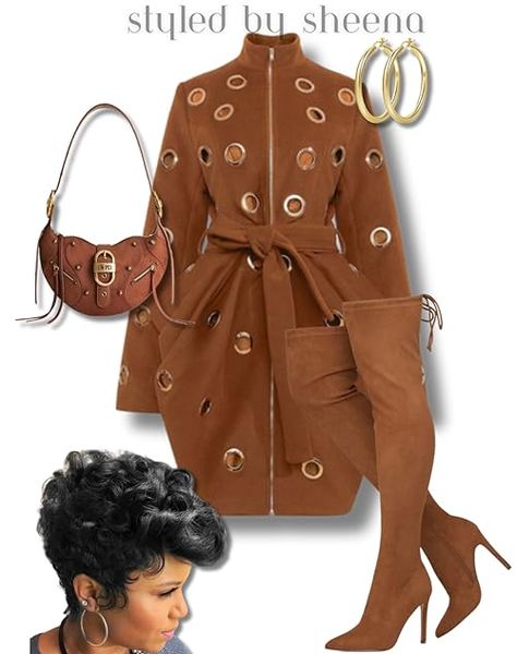 Sheena Nachae''s Amazon Page Brown Dress Birthday Outfit, Fall Outfits Black Women Shein, All Brown Outfit Black Women, Brown Outfit Black Women, Brown Bodysuit Outfit, All Brown Outfit, Bougie Outfits, Fall Outfits Black Women, Outfit Black Women