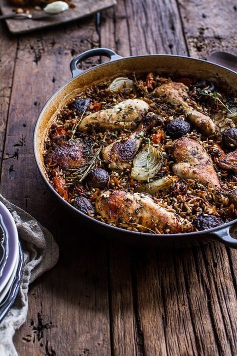 One-Pot Autumn Herb Roasted Chicken |Half Baked Harvest Wild Rice Pilaf, Pane Dolce, Yummy Fall Recipes, Pot Dinners, Cider Recipe, Herb Roasted Chicken, Rice Pilaf, Half Baked, Half Baked Harvest