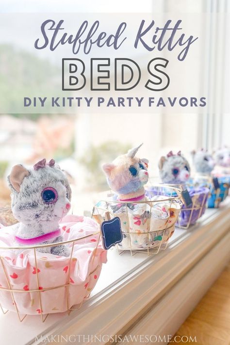 Kitty Cat Birthday Party Favors, Cat Themed Party Favors, Cat Party Games, Cat Birthday Party Ideas, Cat Theme Birthday Party, Kitty Party Favors, Cat Party Ideas, Cat Bday, Kitty Cat Birthday Party