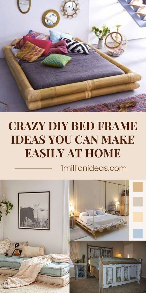 #HomeDecor #DIY #Bed Unique Bed Frames Diy, Diy Mattress Frame, King Floor Bed Frame, Easy Bed Frame Diy Cheap, Diy Crate Bed Frame, Inexpensive Bed Frame, Floor Mattress Frame, Creative Bed Frames, Queen Bed Wood Frame