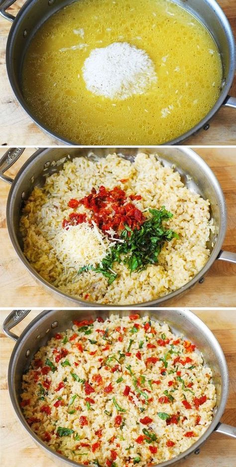 Sun Dried Tomato Rice Recipes, Pasta Rice, Sun Dried Tomato Rice, Saffron Basmati Rice, Whole Grain Rice Recipes, Basil Rice, Basil Rice Recipe, Basmati Rice Recipes, Italian Rice