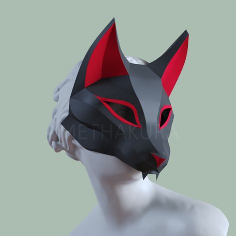 methakura Masquerade Mask Drawing, Fox Mask Template, Fox Mask Diy, Mask Papercraft, Mask Drawing, Fox Mask, Mask Template, Papercraft Templates, Masquerade Mask