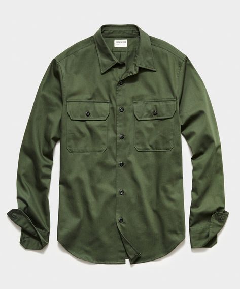 Two Pocket Utility Long Sleeve Shirt in Oak Moss Camo Fabric, Classic Workwear, Utility Style, Todd Snyder, Best Mens Fashion, Rugged Style, Heritage Fashion, Raw Denim, Tailored Suits