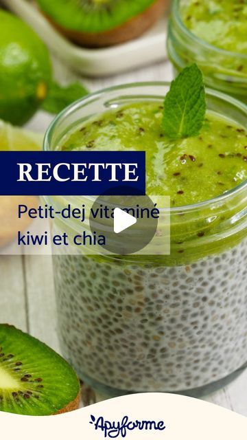 Apyforme on Instagram: "Besoin d'un petit-déjeuner équilibré et coup de pouce pour la digestion ? 😊

Découvrez notre recette de petit dej vitaminé ! À base de graines de chia, riches en fibres, régulez votre transit tout en diminuant votre appétit 😉

Ingrédients : 
40 g de graines de chia
15 g de miel 🍯
250 ml de lait végétal 🥛
2 kiwis 
du citron vert
Menthe

Recette 👩‍🍳
Dans un bol mélangez des graines de chia avec du miel et le lait. 
Réservez 30 mins au frais.
Épluchez vos kiwis et déposez-les dans un mixeur. Ajoutez-y le jus d'un demi-citron vert et la menthe. Mixez.
Quand le mélange à base de graines de chia prend une texture crémeuse, disposez le dans des verrines et ajoutez sur le dessus la préparation de kiwi.

Il ne vous reste plus qu'à profiter de votre petit-déjeuner riche Organic Cooking, Free Recipes, Gluten Free Recipes, Free Food, Kiwi, Chia, Gluten Free, Dessert, Texture