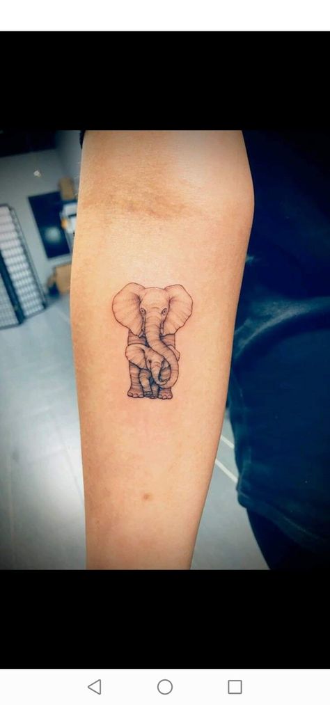 Two Elephants Tattoo, Elephants Tattoo, Baby Elephant Tattoo, Trippy Tattoo, Two Elephants, Elephant Tattoo Design, Petite Tattoos, Tattoo For Son, Floral Tattoo Sleeve