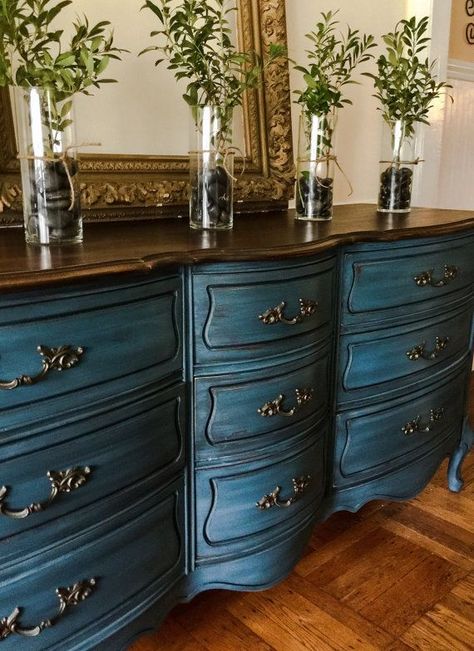 1000+ ideas about French Provincial Furniture on Pinterest ... Vintage French Provincial Dresser, Vstupná Hala, French Provincial Dresser, Provincial Furniture, French Provincial Furniture, Blue Dresser, Kabinet Dapur, Furniture Rehab, Distressed Furniture