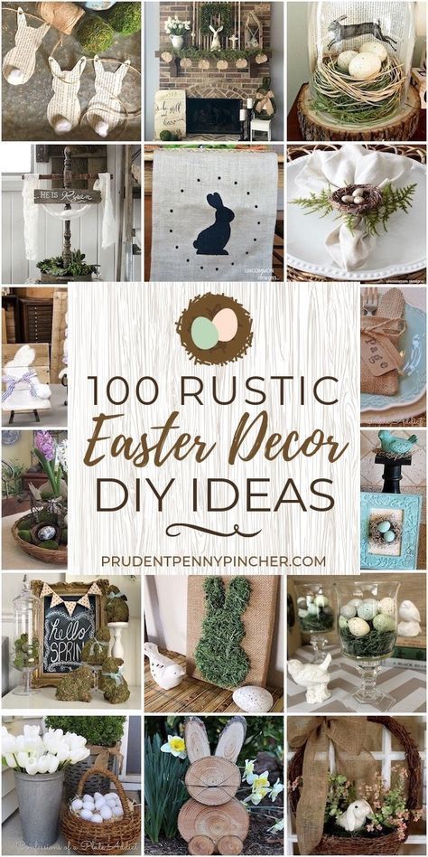 Give your easter decorations a cozy touch with these rustic easter decorations. From wreaths to centerpieces, there are DIY decor ideas for your whole home. Diy Osterschmuck, Easter Decor Ideas, Diy Frühling, Rustic Easter Decor, Rustic Easter, Dekor Diy, Company Party, Easter Decorations Dollar Store, Easter Decorations Outdoor