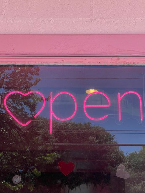 Cute Business Decor, Pink Salon Aesthetic Baddie, Open Sign Aesthetic, Pink Store Aesthetic, Pink Open Sign, Pink Salon Aesthetic, Makeup Studio Decor, Boutique Aesthetic, Pink Store