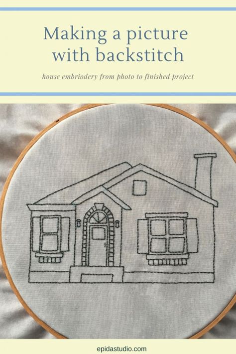 House Embroidery, House Embroidery Design, House Embroidery Pattern, Embroidery Up House, House Embroidery Pattern Simple, Embroidery House Pattern, Houses Embroidery, Embroidered House, How To Embroider A House