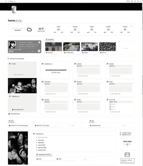 free notion template Notion Black And White, Notion Home Dashboard, Minimalist Notion, Notion Layout, Home Dashboard, Study Planner Free, Notion Library, Notion Inspo, Notion Ideas