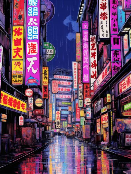 Japanese Pop Art, Night Illustration, Tokyo Night, Anime City, Tokyo City, Japan Street, New Retro Wave, City Drawing, Cyberpunk Aesthetic