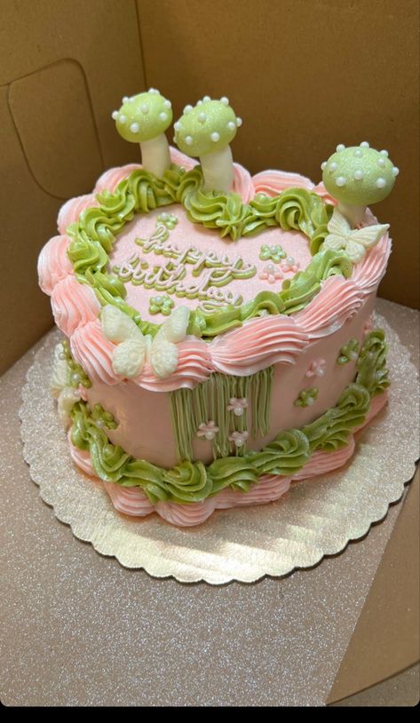 Portal Cake, Garden Birthday Cake, Mushroom Cake, Bolo Vintage, Vintage Birthday Cakes, Fantasy Cake, Heart Cakes, Garden Cakes, Vintage Cakes