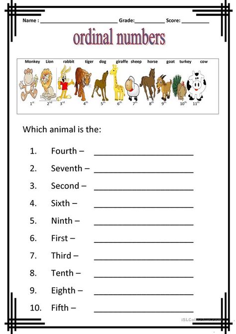 Ordinal numbers - English ESL Worksheets for distance learning and physical classrooms Ordinal Numbers Kindergarten, 10th Grade Math Worksheets, 10th Grade Math, Number Worksheets Kindergarten, Numbers Worksheet, Ordinal Numbers, First Grade Math Worksheets, Numbers Worksheets, Free Printable Math Worksheets