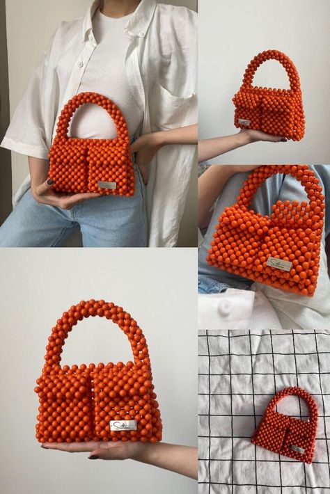 Crystal Beaded Bags, Handmade Beaded Handbags, Pearl Beaded Bags Bead Bags Designs, Pearl Bead Bag, Bead Bag Diy, Bead Bag Pattern, Beaded Bags Pattern Design, Bag Design Pattern, Beaded Bags Pattern, Beads Bags Handmade, Hand Purse For Women