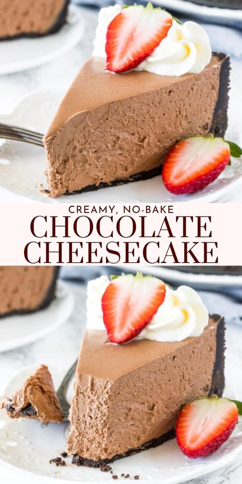 Chocolate Cheesecake No Bake, Pavlova Recipes, Chocolate Swirl Cheesecake, Cheesecake Mousse Recipe, Chocolate Mousse Cheesecake, Creamy Chocolate Cheesecake, No Bake Chocolate Cheesecake, Nutritional Food, Cooking Books