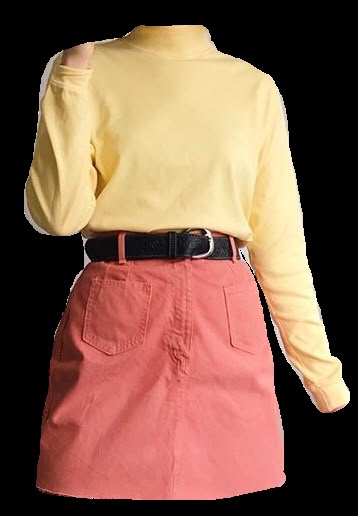 Yellow 80s Outfit, 80s Skirts, Peach Embroidery, Boogzel Apparel, Vintage Girls Clothes, Pink Jeans, Character Outfits, Looks Vintage