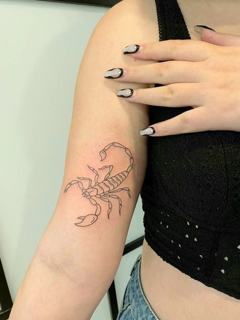 patchwork tattoo  cute simple scorpio tattoo zodiac sign cool girl Simple Scorpio Tattoo, Tattoos Scorpio, Scorpion Tattoo Feminine, Tattoo Zodiac, Scorpio Zodiac Tattoos, Tato Tradisional, Tiny Tattoos For Women, Tattoos Black, Patchwork Tattoo