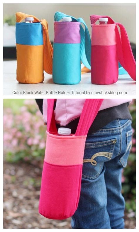 DIY Water Bottle Holder Free Sewing Patterns &Tutorials | Fabric Art DIY Free Pattern Water Bottle Holder, Sling Bag Tutorial Free Pattern, Diy Water Bottle Sling, Water Bottle Sling Pattern, Water Bottle Carrier Diy Free Pattern, Water Bottle Holder Pattern Sewing, Water Bottle Bag Sewing Pattern, Diy Water Bottle Holder, Bottle Holder Diy