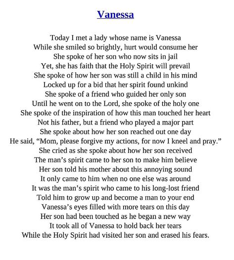 From Darkness God Gave Us Light a book by Ronnie Fletcher #vanessa #name #meaning #poem #text Vanessa Name Meaning, Vanessa Name, Name Meaning, Have Faith, Names With Meaning, Her Smile, Holy Spirit, A Book, Meant To Be