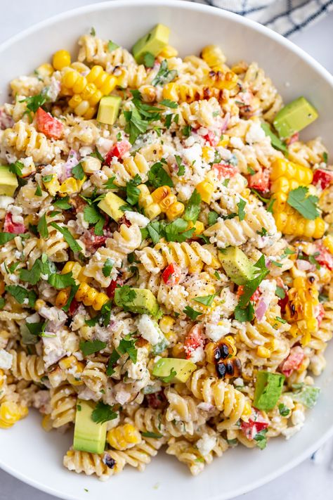 If you're a fan of Classic Mexican Street Corn then you're going to LOVE this fun twist in the form Mexican Street Corn PASTA SALAD! Pasta Salad Recipes With Corn, Pasta Salad Recipes Mexican, Mexican Corn Pasta Salad, Salad Recipes With Corn, Salad Recipes Mexican, Recipes With Corn, Mexican Street Corn Pasta Salad, Mexican Street Corn Pasta, Street Corn Pasta Salad