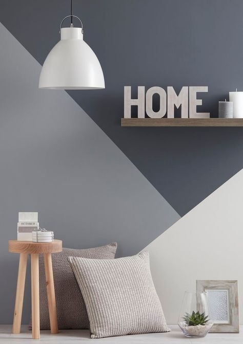 Wall Paint Designs, Geometric Wall, Grey Walls, Design Case, Wall Color, Wall Paint, Modern Interior Design, 인테리어 디자인, Wall Colors