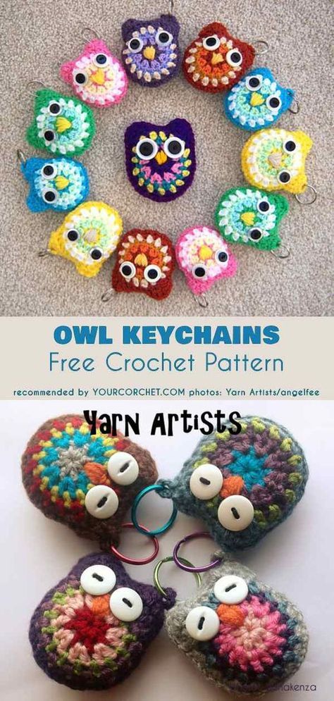 Owl Key Chains Free Crochet Pattern Cute amigurumi owl can be make as a keychain, but also as an applique. Knit Keychains, Free Form Crochet, Leg Warmers Crochet Pattern, Amigurumi Owl, Leg Warmers Pattern, Owl Crochet Patterns, Crochet Leg Warmers, Crochet Jewellery, Cute Amigurumi