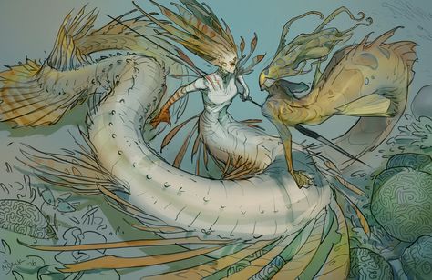 Concept Art World, Mermaid Drawings, Concept Art Character, Fantasy Creatures Art, Creature Concept Art, Fantasy Concept Art, Mermaid Art, 판타지 아트, Creature Concept