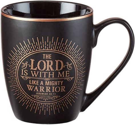 Jeremiah 20 11, The Lord Is With Me, Mighty Warrior, Brown Mugs, Christian Art Gifts, Mugs For Men, Encouragement Gifts, Christian Encouragement, Inspirational Bible Verses