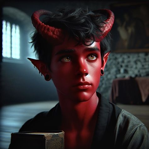 A red-skinned Tiefling male from Dungeons & Dragons #characterinspiration #portrait #tiefling Red Tiefling Male, Red Tiefling, Tiefling Male, Goth Model, Dark Soul, Angels And Demons, Fantasy Rpg, Dnd Characters, Character Portraits