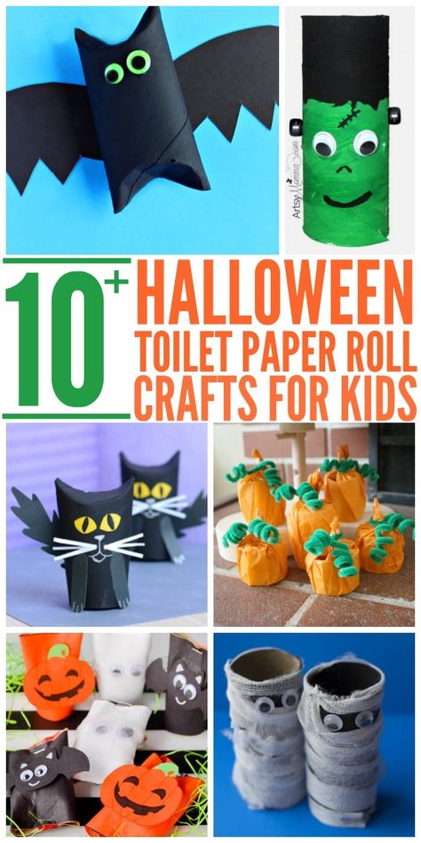 10+ Easy Halloween Toilet Paper Roll Crafts - Glue Sticks and Gumdrops Halloween Toilet Paper Roll, Halloween Toilet Paper Roll Crafts, Paper Roll Crafts For Kids, Halloween Toilet Paper, Paper Roll Crafts Diy, Dekorasi Halloween, Halloween Infantil, Halloween Crafts Preschool, Halloween Decor Diy