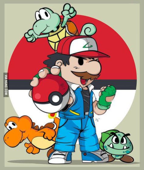 Pokémon, Mario style! Pokemon Mashup, Pokemon Crossover, Super Mario Art, Fandom Crossover, Mario Art, Mario Brothers, Mario And Luigi, Video Game Art, Super Smash Bros