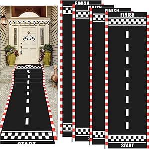 10 Feet Long Racetrack Floor Running Racer Party Decoration Mat Fold Race Tracks Decor Running Mat Drag Car Racer Party Supplies for Road Racing Car Theme Birthday Sport Games, 2 Feet Wide(4 Pcs) Running Decorations, Two Fast Two Furious, Car Theme Birthday, Race Car Themes, Hot Wheels Birthday, Car Themed Parties, Monster Truck Party, Car Birthday Theme, Race Car Birthday Party