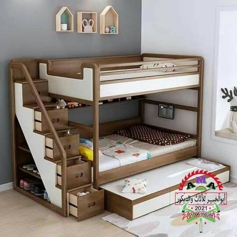 Double Deck Bed Ideas, Double Deck Bed Design, Bunker Bed, Reka Bentuk Bilik Tidur, Kids Bed Design, Space Saving Furniture Bedroom, Beds For Small Rooms, Bunk Beds With Drawers, Hiasan Bilik Tidur