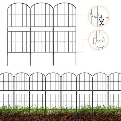 No Dig Decorative Outdoor Garden Fence for Yard, 37.5 In(H) X 10ft(L) Animal Barrier Fencing Rustproof Metal Wire Panel Border for Dog, Rabbits, and Patio Temporary Ground Stakes Defense- Black - Walmart.com Decorative Garden Fencing, Garden Netting, Patio Landscaping, Garden Fencing, Fenced In Yard, Garden Fence, Gift Card Shop, Metal Wire, Garden Center