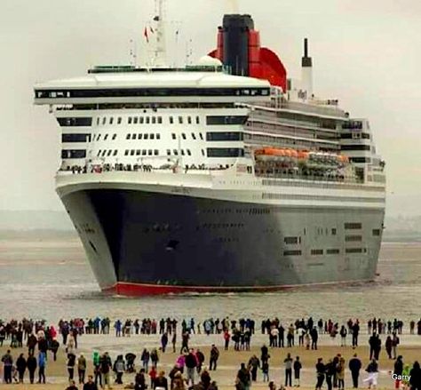 May 2, 2019: QE2 at Crosby Beach, Liverpool UK Crosby Beach, Cross Stitch Pattern Christmas, Liverpool Uk, Cruise Liner, Beyond The Sea, Fort Lauderdale Florida, National Photography, British Flag, Cross Stitch Patterns Christmas