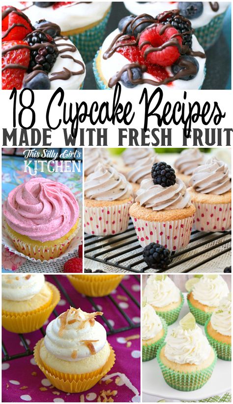 Fruit Cupcakes Recipes, Fruity Cupcakes, Bakery Goodies, Fruit Birthday Cake, Making Cupcakes, Fruit Cupcakes, Fresh Fruit Cake, Delicious Cupcakes, Shortcake Recipe