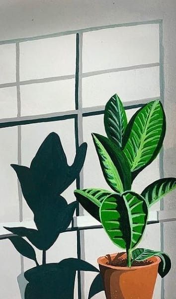 Plant Aesthetic Painting, Aesthetic Plant Painting, Fun Canvas Paintings, Acrylic Painting Plants, Painting Ideas Plants, Guache Paintings Ideas, Plant Painting Ideas, House Plant Painting, Square Canvas Painting Ideas