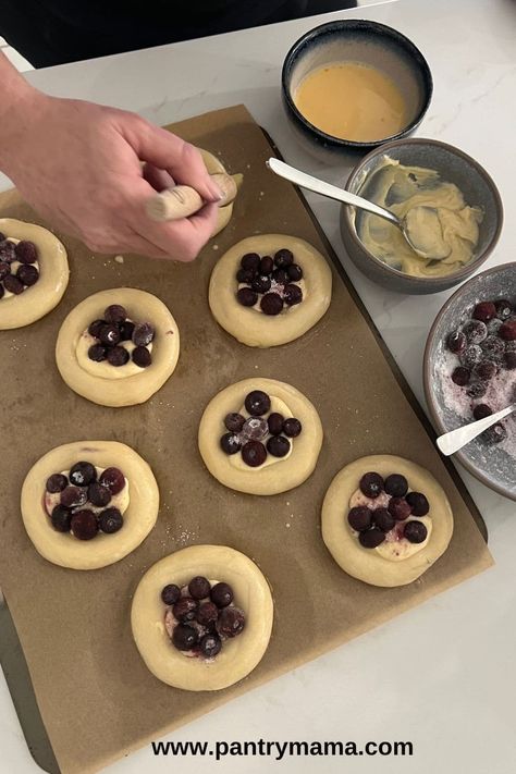 Sourdough Brioche Blueberry Cheesecake Rolls (Tarts) - The Pantry Mama Sourdough Blueberry Rolls, Blueberry Sourdough Recipes, Blueberry Topping For Cheesecake, Blueberry Cheesecake Rolls, The Pantry Mama, Cheesecake Rolls, Pantry Mama, Sourdough Brioche, Sourdough Blueberry