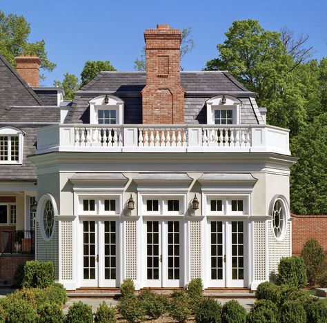 Douglas VanderHorn Architects | French Chateau | Sunroom Exterior Sunroom Exterior, French Country Estate, Exterior Balcony, Building Company, Traditional Exterior, Building Companies, French Country Style, Country Estate, Architectural Features