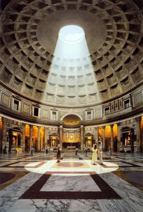 ~ Pantheon, Roma Modern Roman Empire, Roman Moodboard, Modern Temple, Rome Pantheon, Temple Interior, Italian Artwork, Rome Architecture, Roman Temple, Architecture Antique