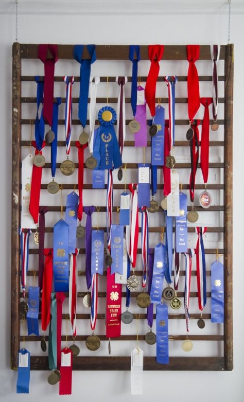 Clever organization of awards.
Vintage herb drying rack.
(DIY, organization, simple, un-clutter) Swim Ribbons, Show Ribbon Display, Grad Table, Horse Show Ribbons, Trophy Display, Ribbon Display, Award Display, Award Ribbon, Run For The Roses