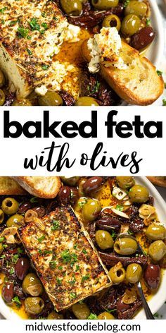 Baked Feta Appetizer, Baked Feta With Olives, Crispy Crostini, Feta With Olives, Feta Appetizer, Baked Feta Recipe, Feta Recipe, Baked Feta, Feta Recipes